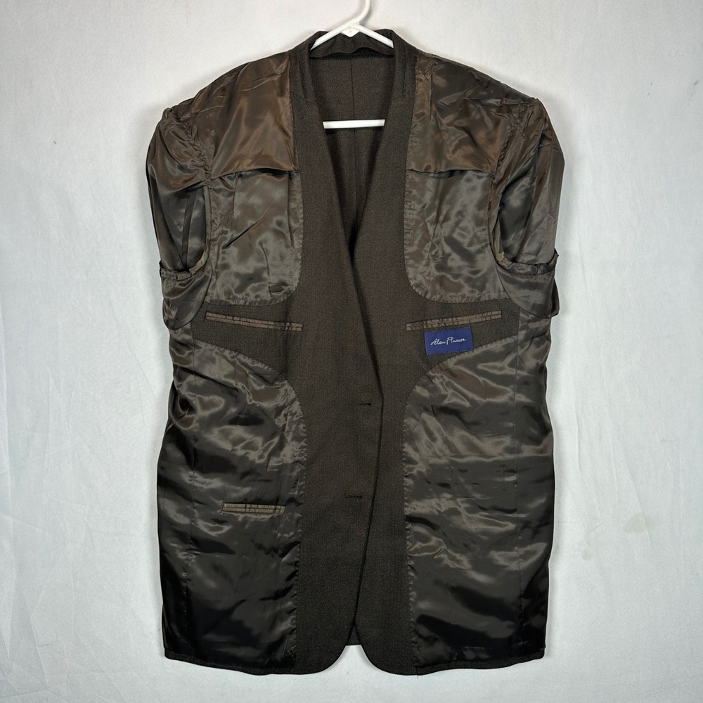 Alan Flusser Mens 44L Sport Coat Brown Herringbone Blazer 2-Button NEW $175 - Picture 5 of 12